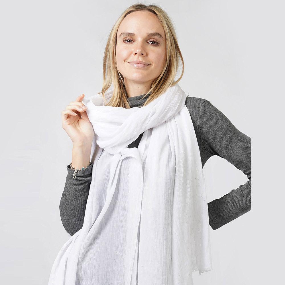 White Glittered Crinkle Scarf - Jewelry Store by Erik Rayo