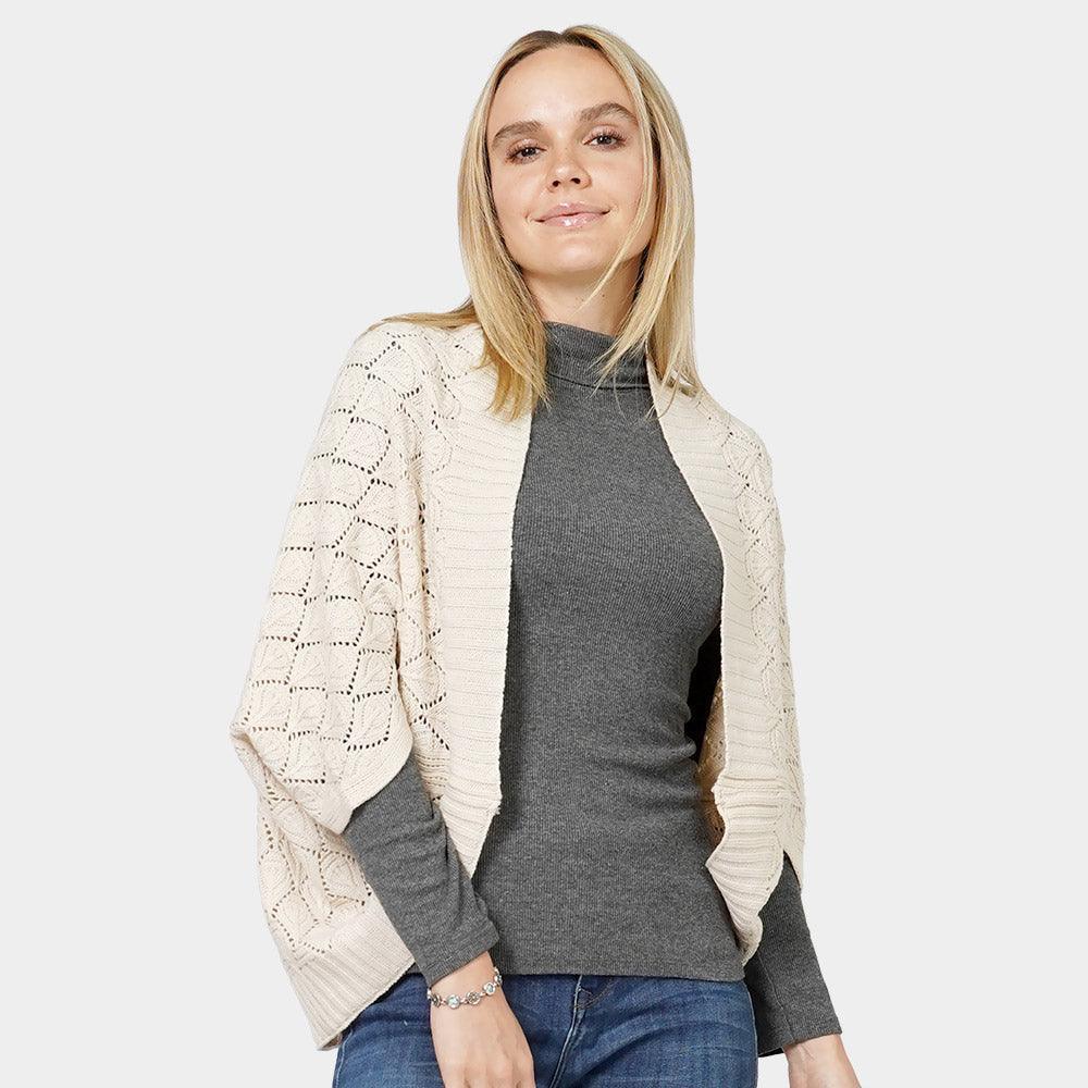 Beige Diamond Knit Shrug Vest - Jewelry Store by Erik Rayo