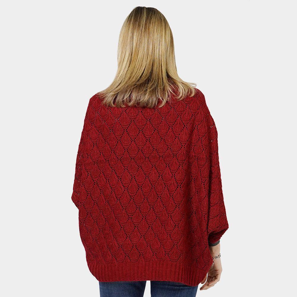 Burgundy Diamond Knit Shrug Vest - Jewelry Store by Erik Rayo