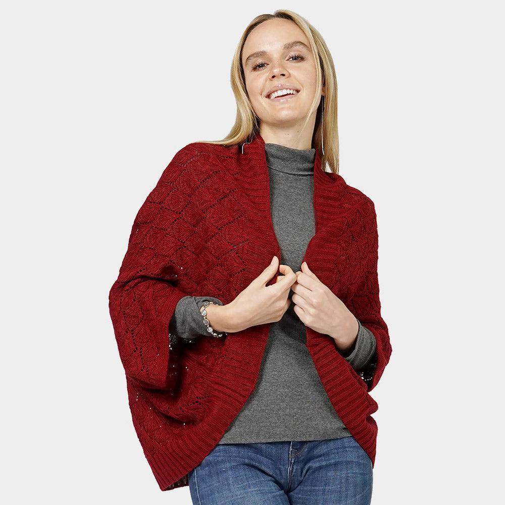 Burgundy Diamond Knit Shrug Vest - Jewelry Store by Erik Rayo