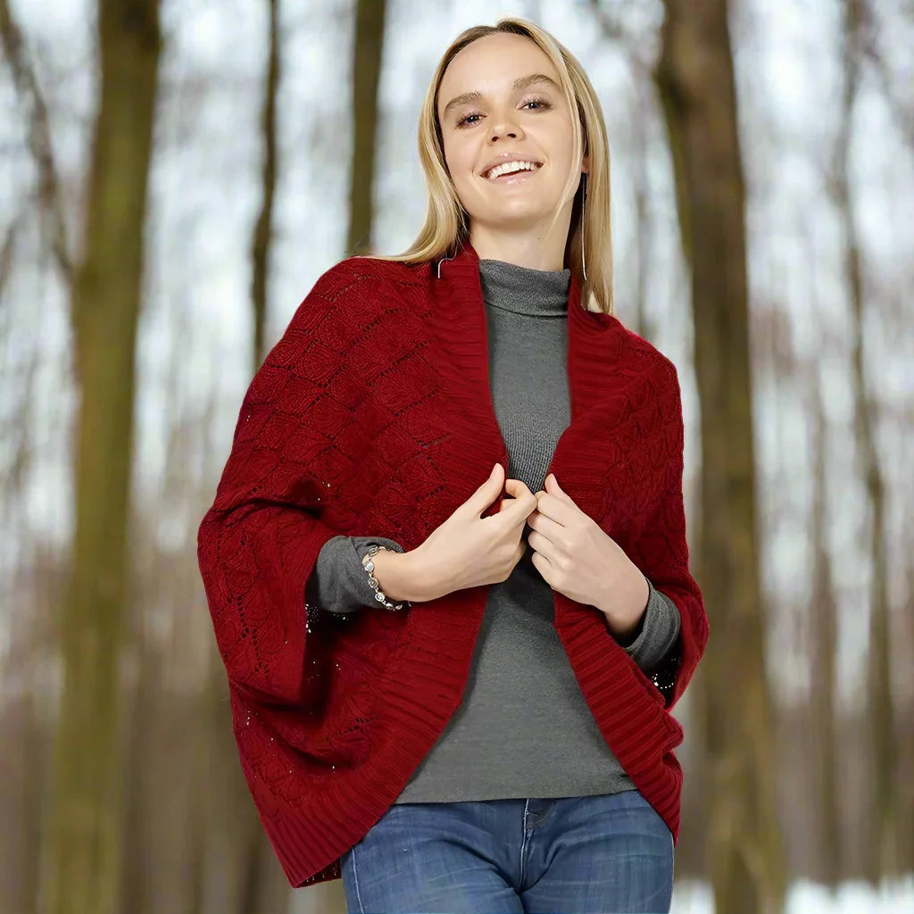 Burgundy Diamond Knit Shrug Vest - Jewelry Store by Erik Rayo