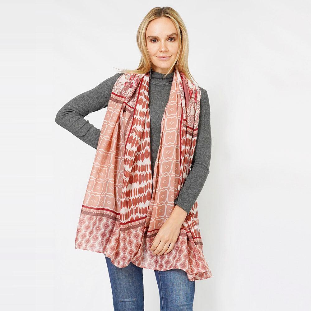 Pink Abstract Patterned Scarf - Jewelry Store by Erik Rayo