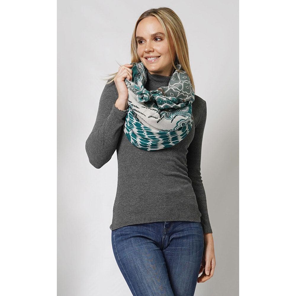 Green Abstract Patterned Scarf - Jewelry Store by Erik Rayo