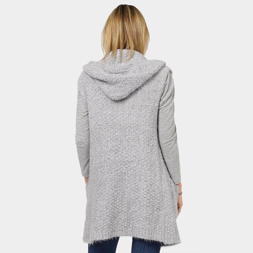 Gray Cozy Knit Hooded Vest - Jewelry Store by Erik Rayo
