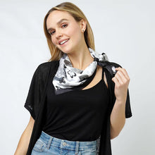 Load image into Gallery viewer, Black Flower Print Satin Square Scarf
