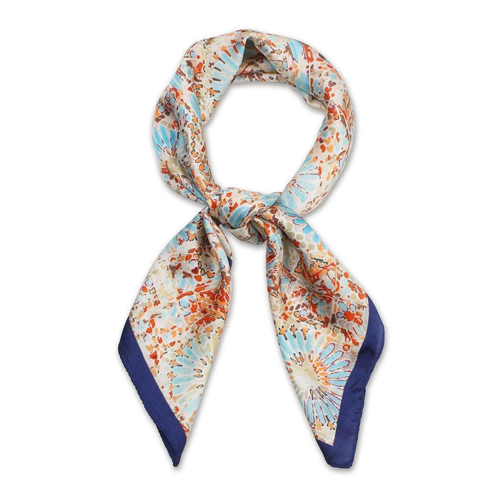 Navy Abstract Print Satin Square Scarf - Jewelry Store by Erik Rayo