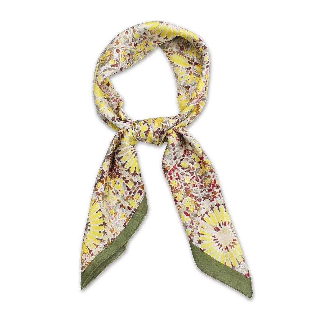 Olive Green Abstract Print Satin Square Scarf - Jewelry Store by Erik Rayo