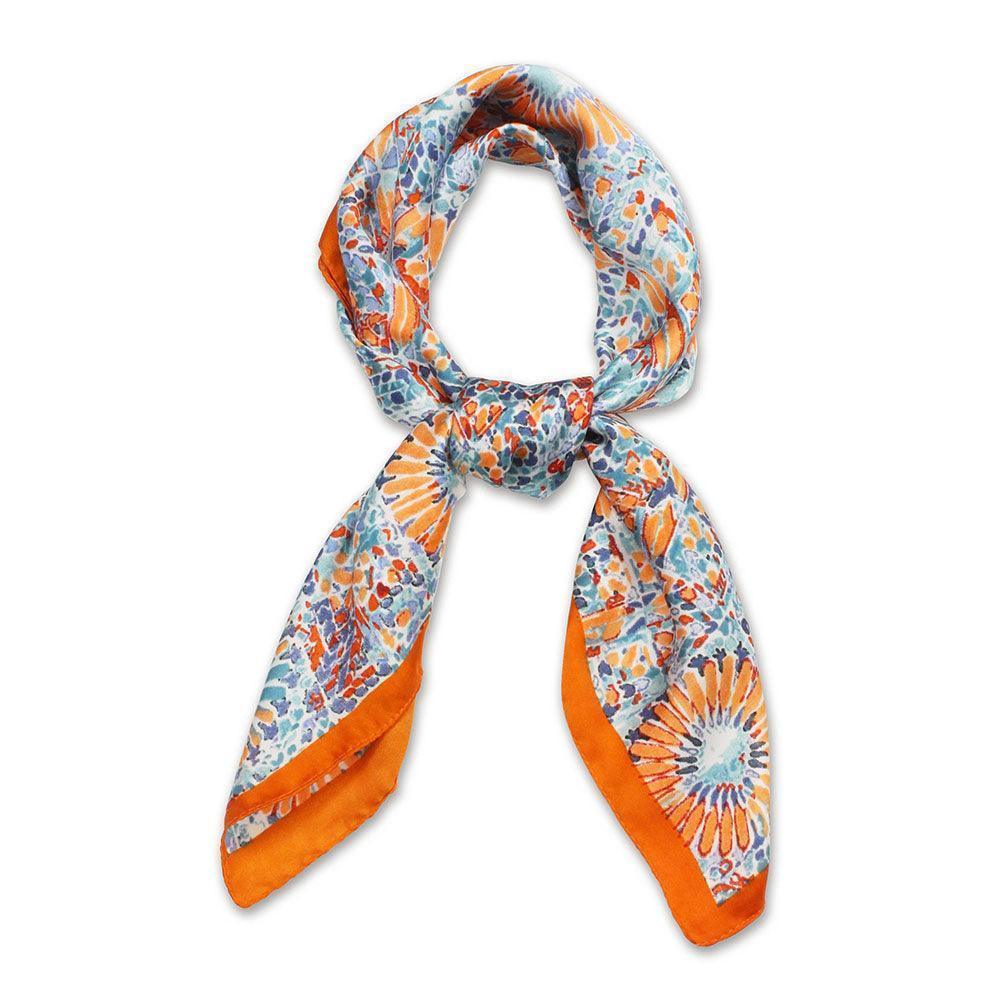 Orange Abstract Print Satin Square Scarf - Jewelry Store by Erik Rayo