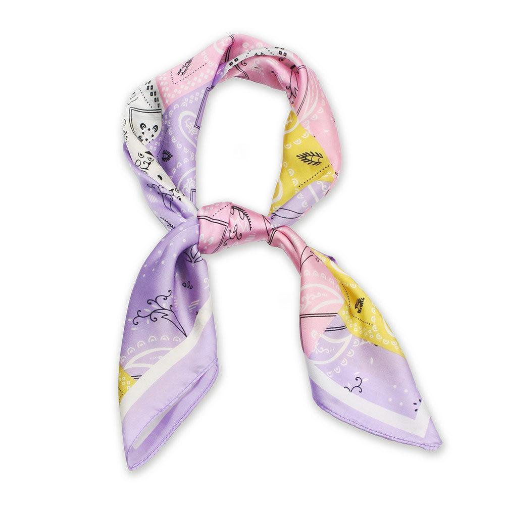 Lavender Bandana Print Satin Square Scarf - Jewelry Store by Erik Rayo