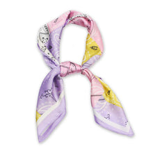 Load image into Gallery viewer, Lavender Bandana Print Satin Square Scarf
