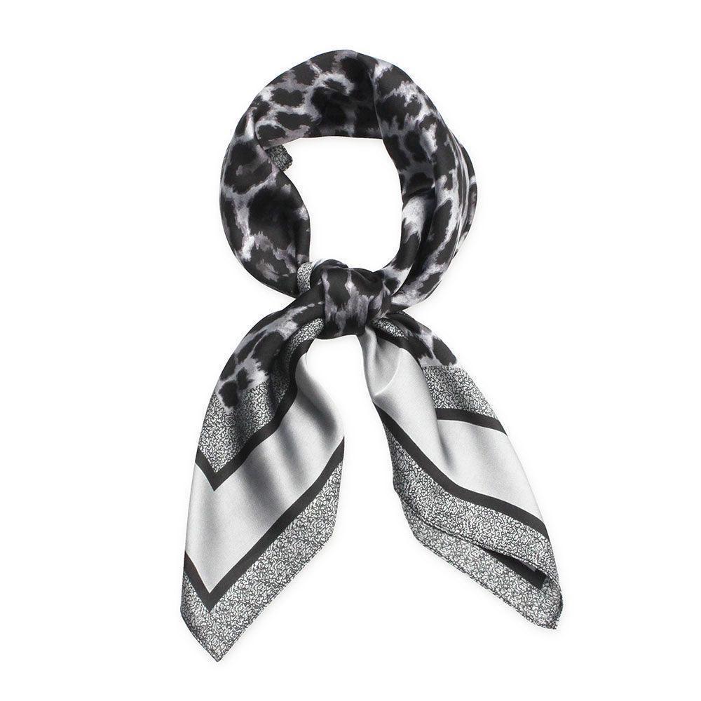 Gray Leopard Print Satin Square Scarf - Jewelry Store by Erik Rayo
