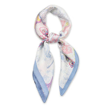 Load image into Gallery viewer, Blue Flower Print Satin Square Scarf
