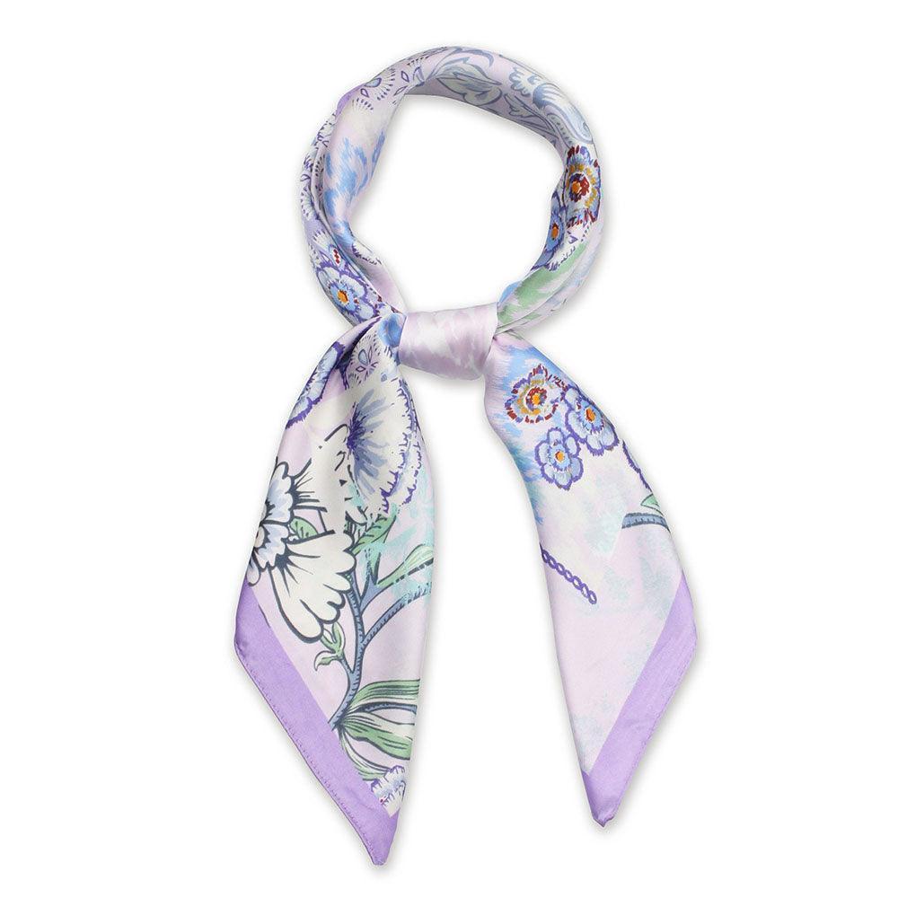 Lavender Flower Print Satin Square Scarf - Jewelry Store by Erik Rayo