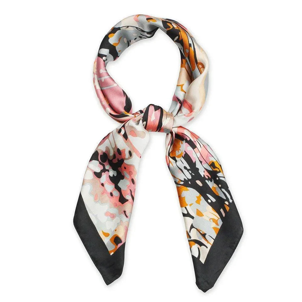 Black Abstract Print Satin Square Scarf - Jewelry Store by Erik Rayo