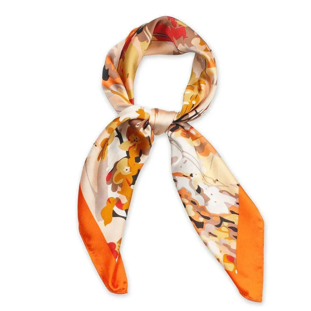 Orange Abstract Print Satin Square Scarf - Jewelry Store by Erik Rayo