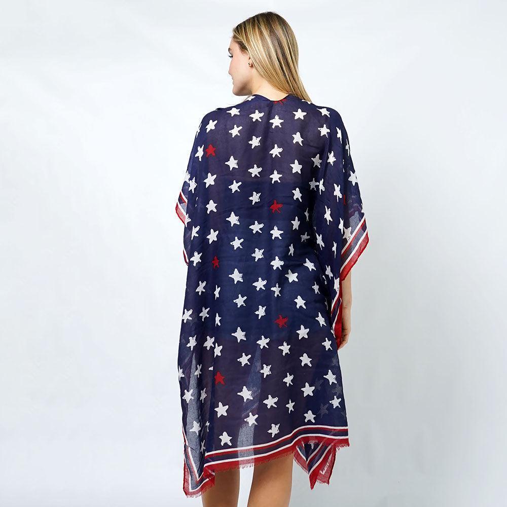 American USA Star Print Kimono Poncho - Jewelry Store by Erik Rayo