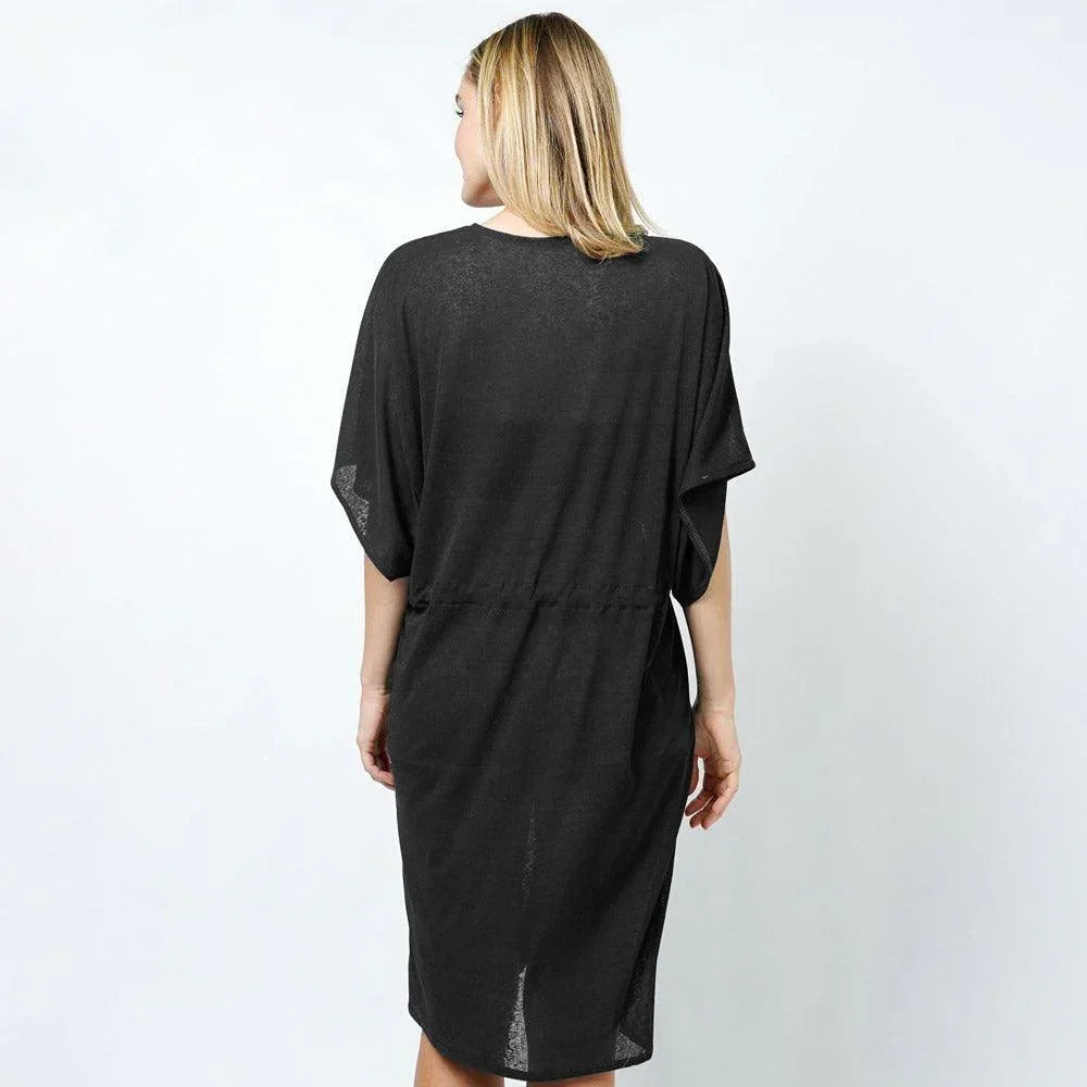 Black Drawstring Jersey Kimono Cardigan - Jewelry Store by Erik Rayo