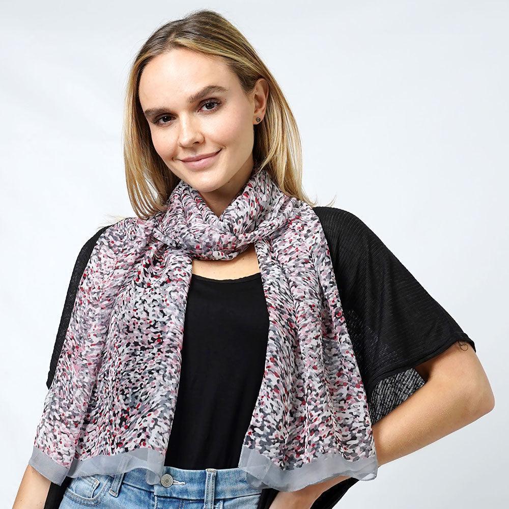 Gray Abstract Print Chiffon Oblong Scarf - Jewelry Store by Erik Rayo
