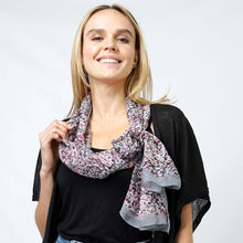 Load image into Gallery viewer, Gray Abstract Print Chiffon Oblong Scarf
