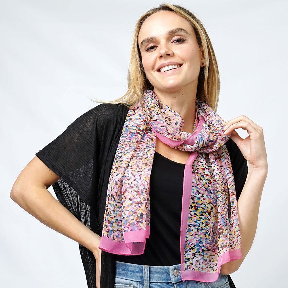 Pink Abstract Print Chiffon Oblong Scarf - Jewelry Store by Erik Rayo