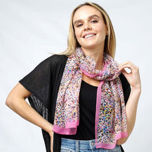 Load image into Gallery viewer, Pink Abstract Print Chiffon Oblong Scarf
