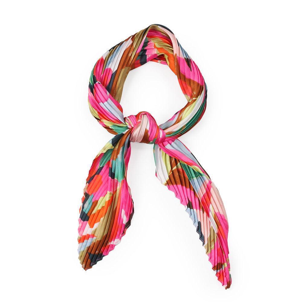 Coral Floral Satin Pleated Square Scarf - Jewelry Store by Erik Rayo