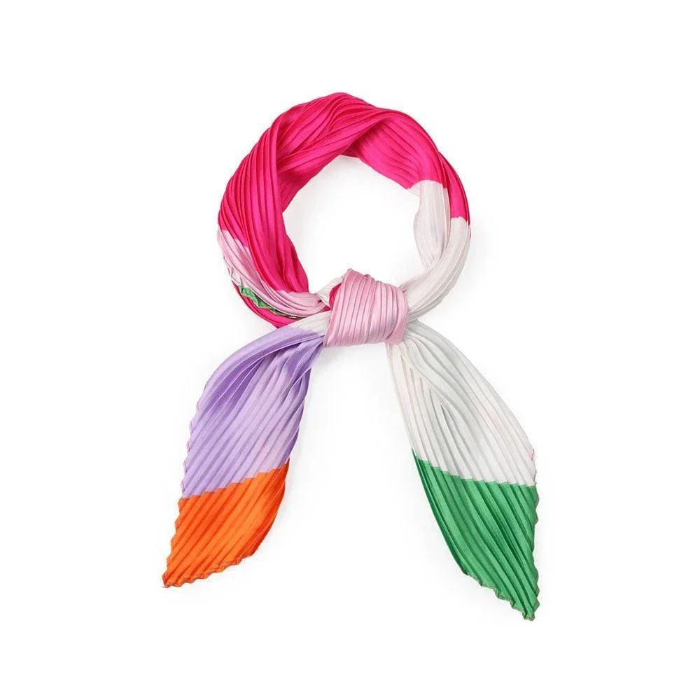 Fuchsia Abstract Satin Pleated Square Scarf - Jewelry Store by Erik Rayo
