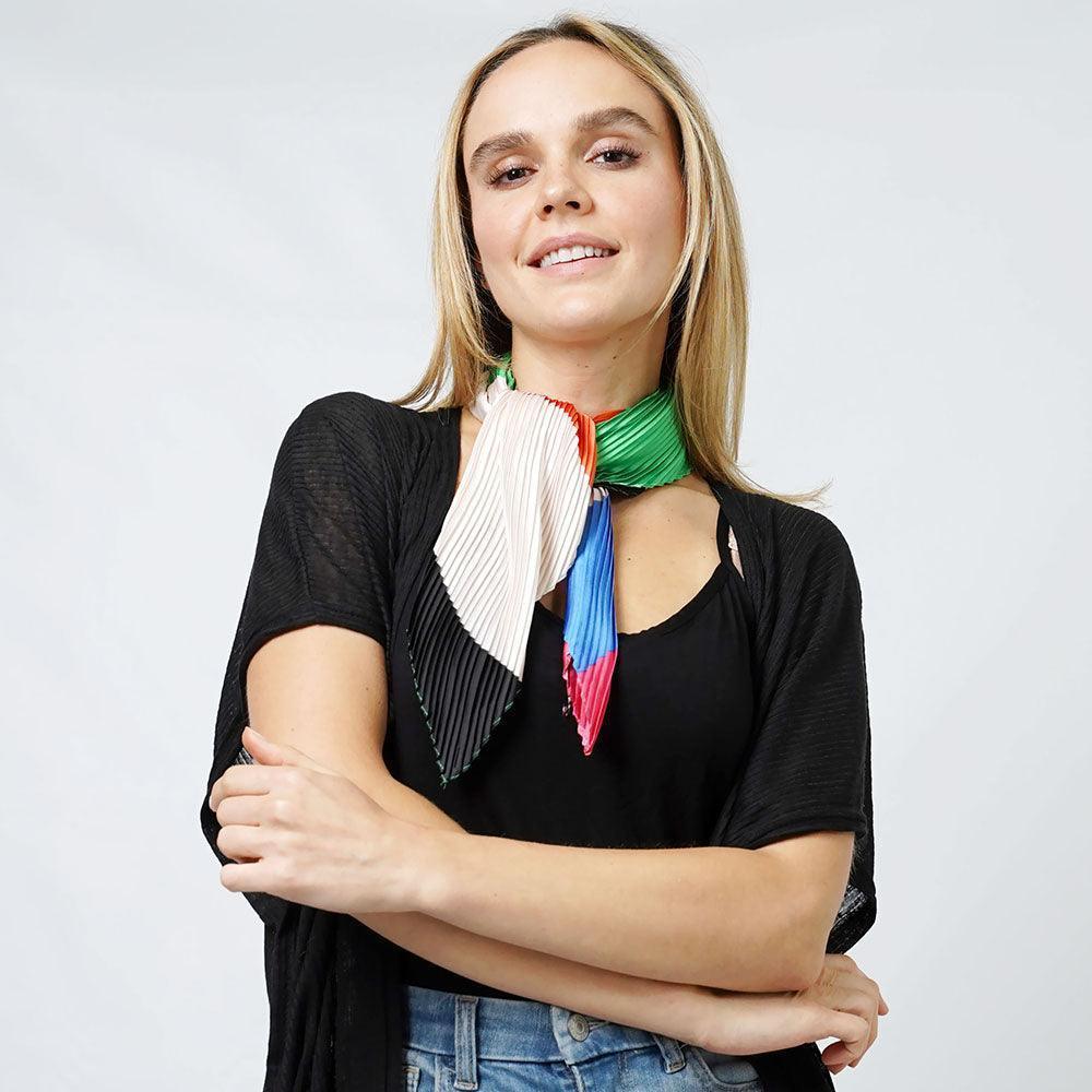 Abstract Satin Pleated Square Scarf - Jewelry Store by Erik Rayo