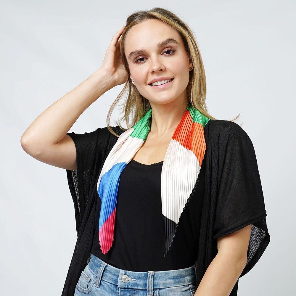 Abstract Satin Pleated Square Scarf - Jewelry Store by Erik Rayo