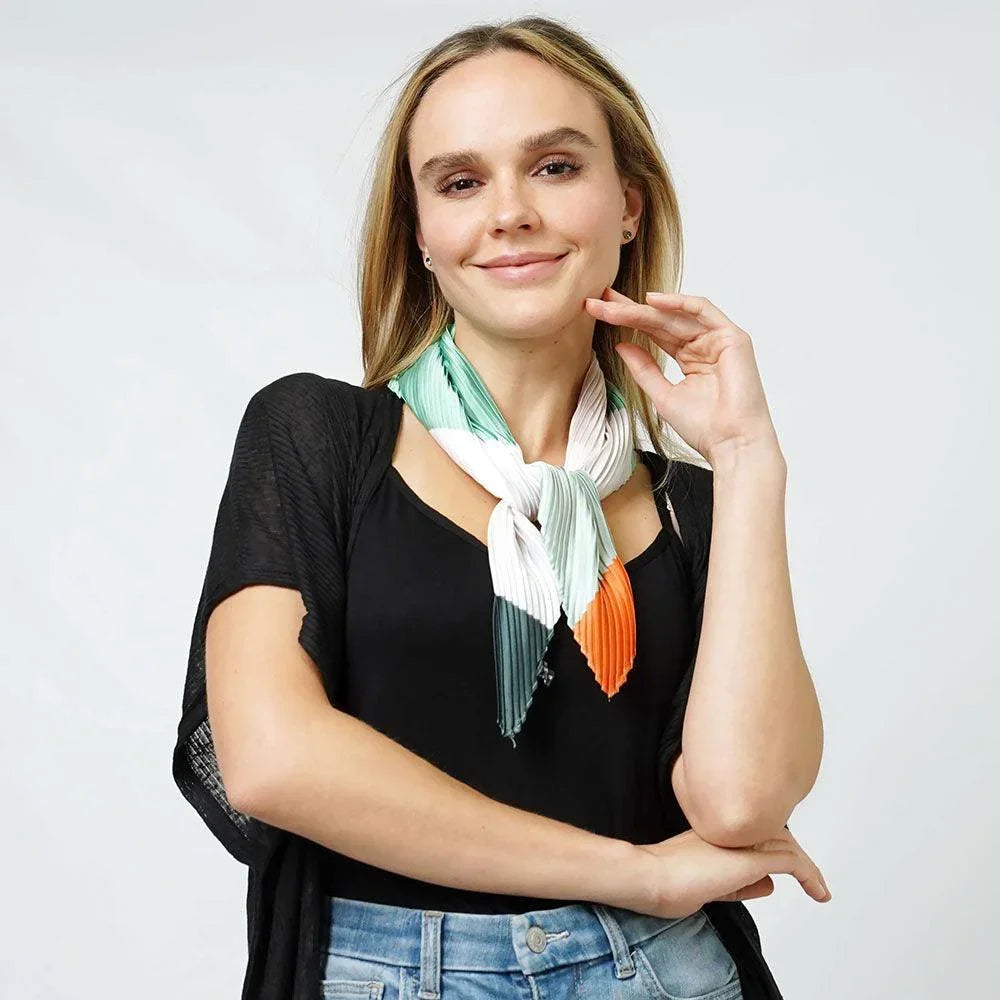 Abstract Satin Pleated Square Scarf - Jewelry Store by Erik Rayo