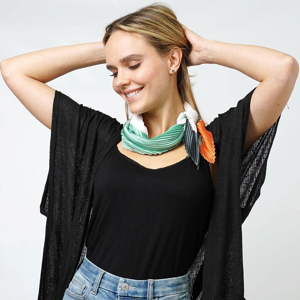 Abstract Satin Pleated Square Scarf - Jewelry Store by Erik Rayo