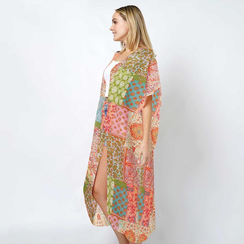 Patchwork Print Lurex Kimono Poncho - Jewelry Store by Erik Rayo