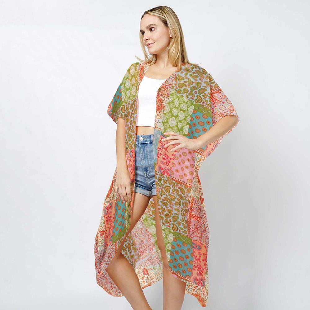 Patchwork Print Lurex Kimono Poncho - Jewelry Store by Erik Rayo