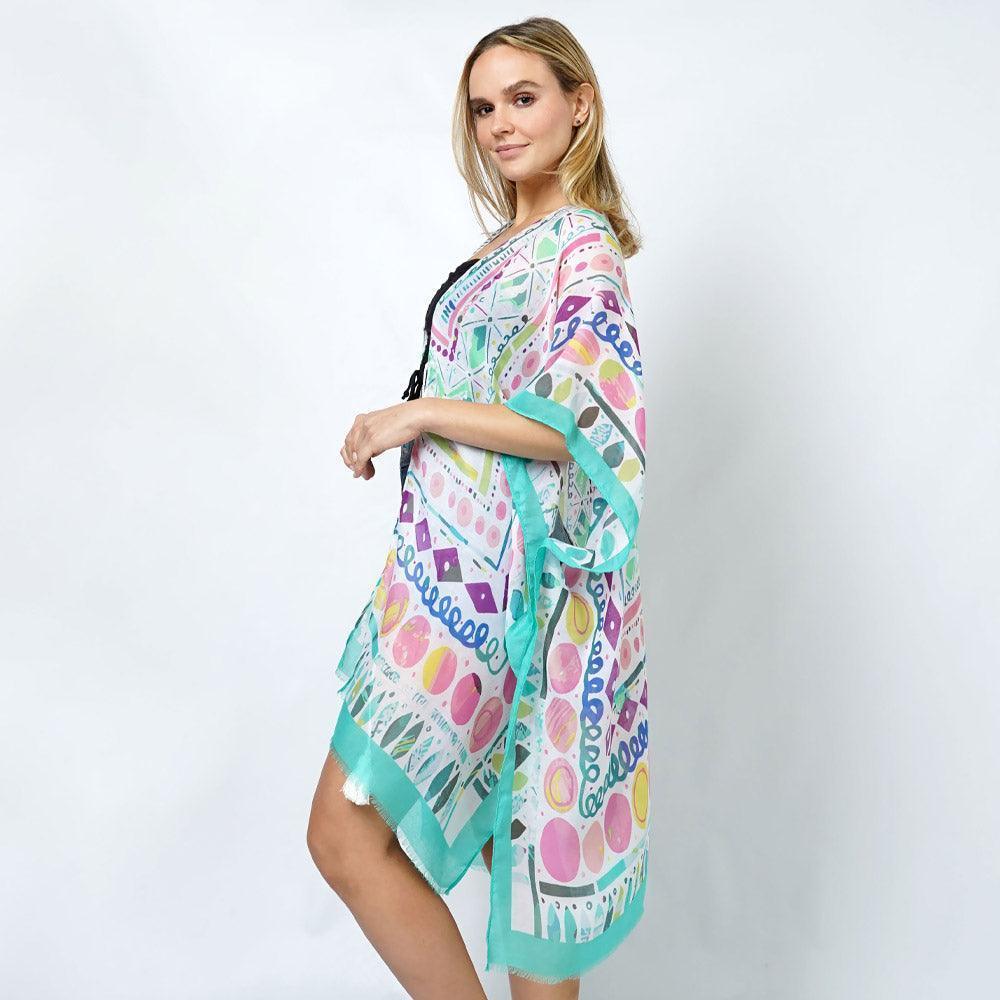 Mint Abstract Print Kimono Poncho - Jewelry Store by Erik Rayo
