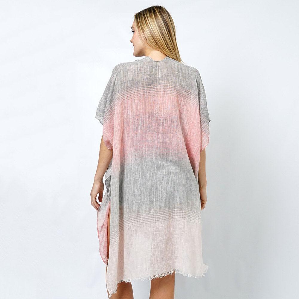 Coral Color Block Woven Kimono/Vest Poncho - Jewelry Store by Erik Rayo