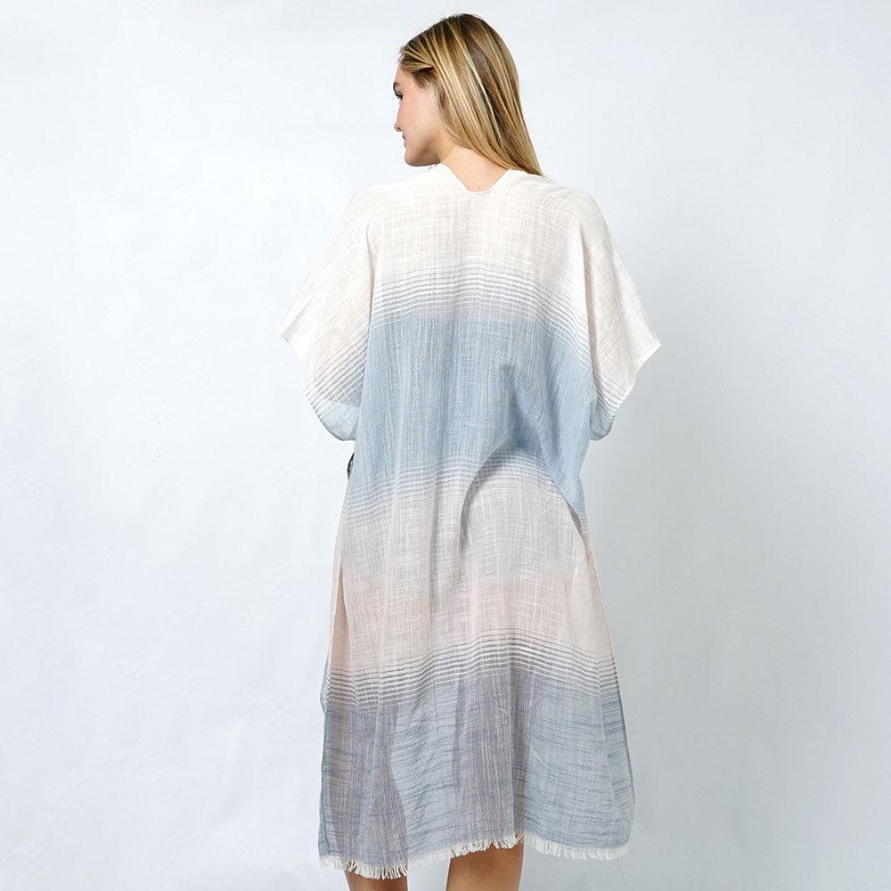 Navy Color Block Woven Kimono/Vest Poncho - Jewelry Store by Erik Rayo
