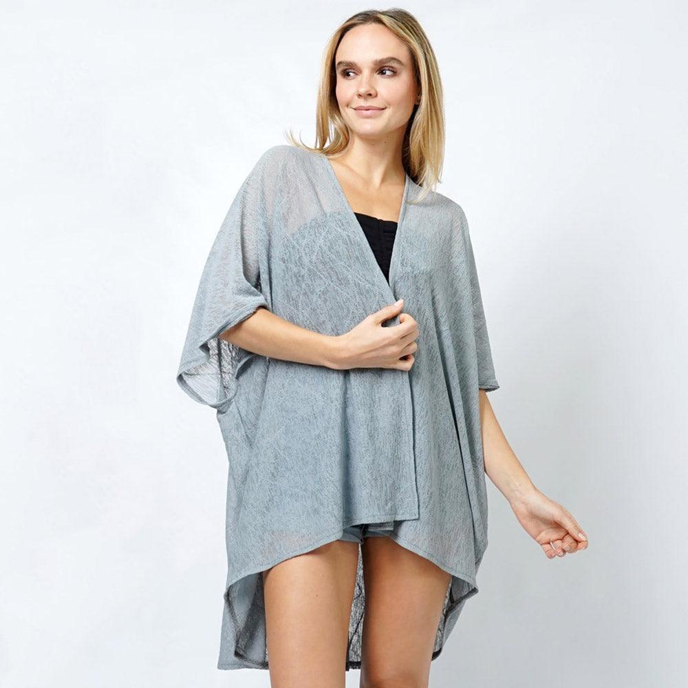 Gray Textured Jersey Relaxed Fit Kimono Poncho - Jewelry Store by Erik Rayo