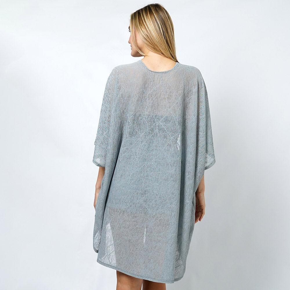 Gray Textured Jersey Relaxed Fit Kimono Poncho - Jewelry Store by Erik Rayo