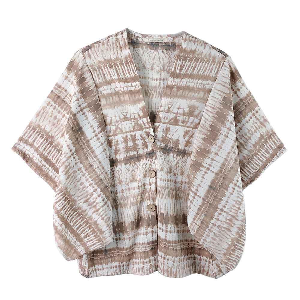 Brown Tie Dye Button Down Kimono Poncho - Jewelry Store by Erik Rayo