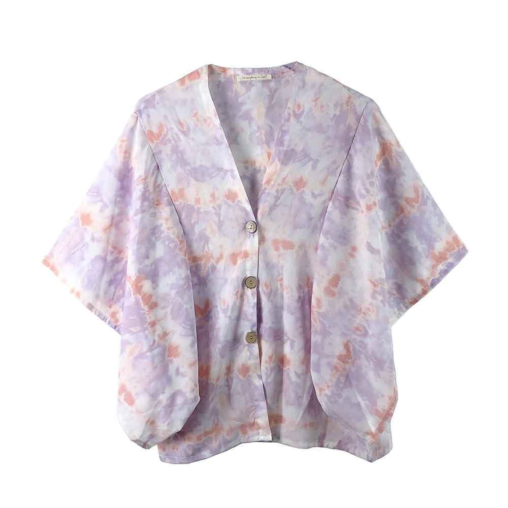 Lavender Tie Eye Button Down Kimono Poncho - Jewelry Store by Erik Rayo