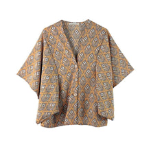 Load image into Gallery viewer, Yellow Floral Print Button Down Kimono Poncho
