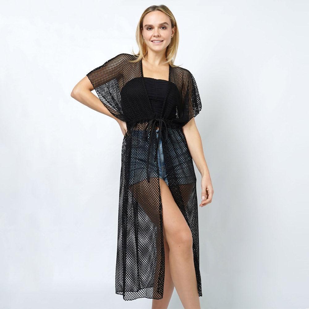 Black Mesh Vest Poncho with Draw String - Jewelry Store by Erik Rayo