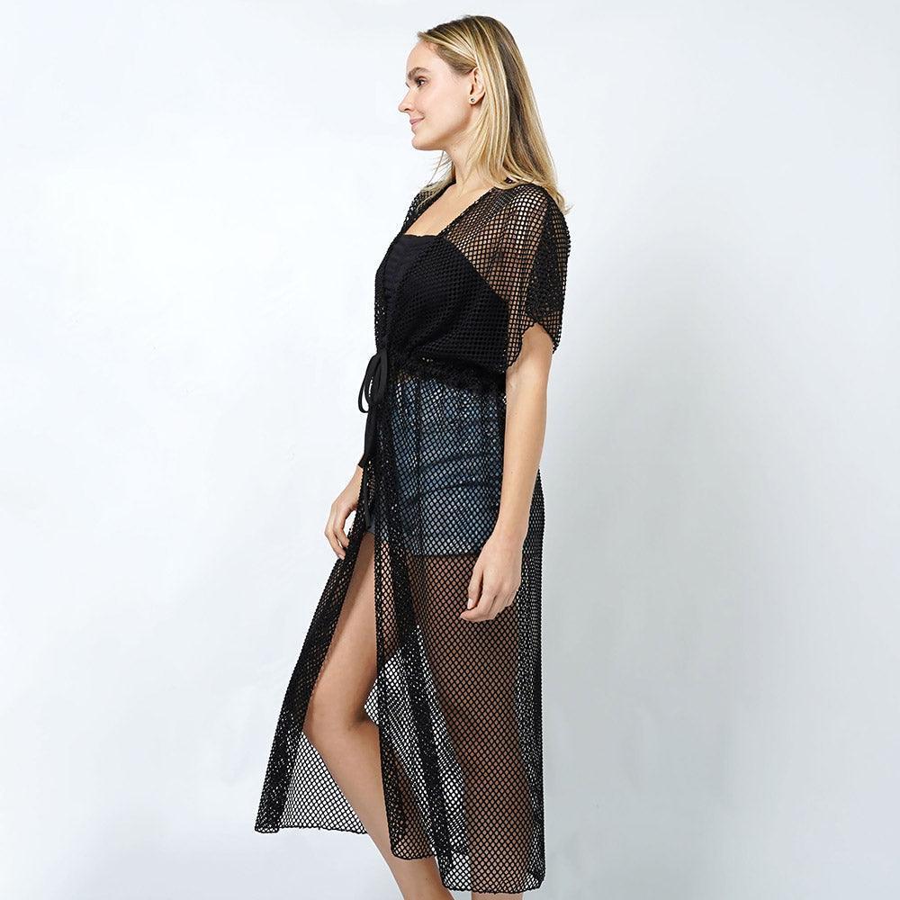 Black Mesh Vest Poncho with Draw String - Jewelry Store by Erik Rayo