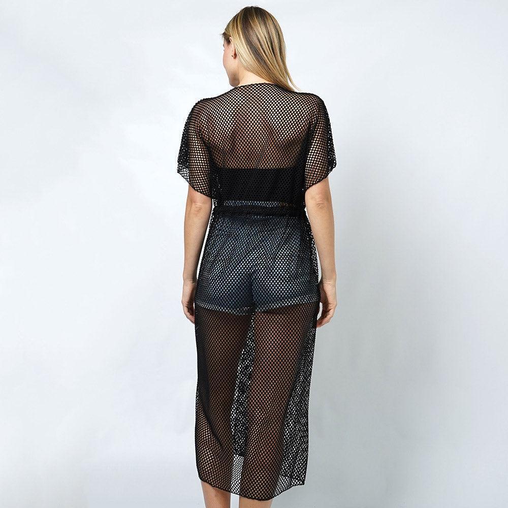 Black Mesh Vest Poncho with Draw String - Jewelry Store by Erik Rayo