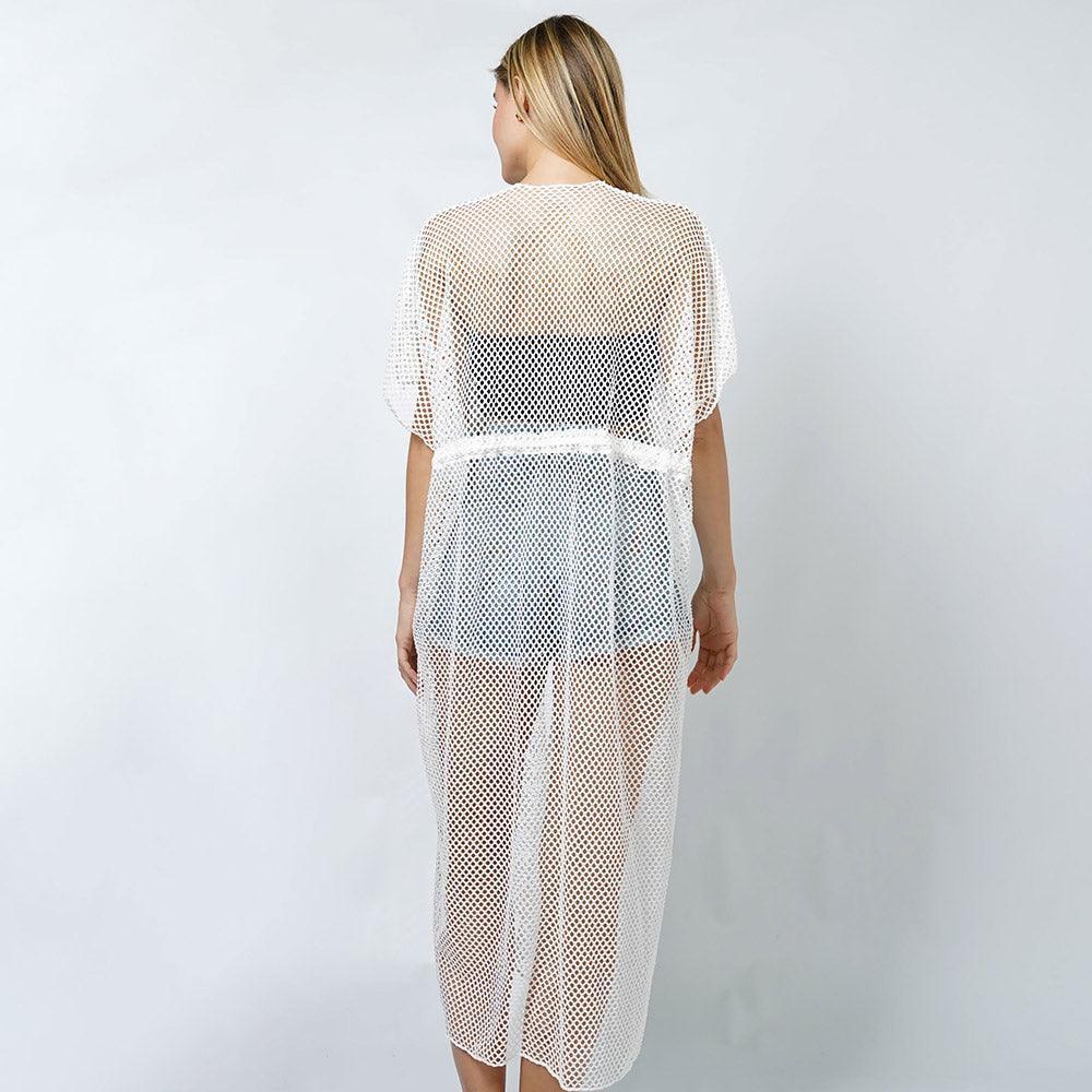 White Mesh Vest Poncho with Draw String - Jewelry Store by Erik Rayo