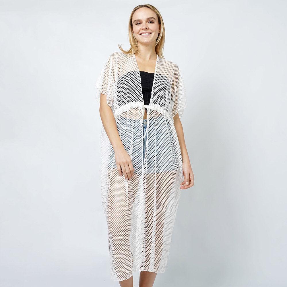 White Mesh Vest Poncho with Draw String - Jewelry Store by Erik Rayo