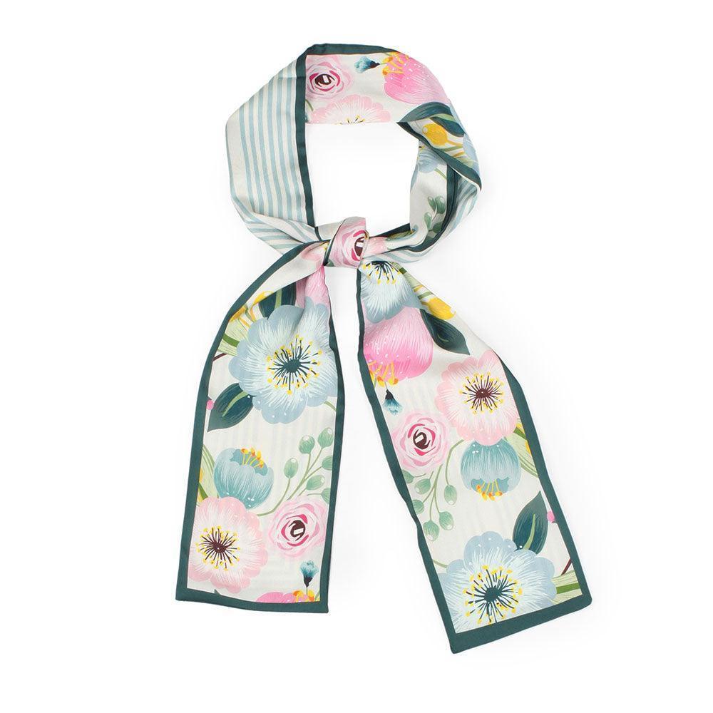 Green Flower Print Satin Head Scarf - Jewelry Store by Erik Rayo