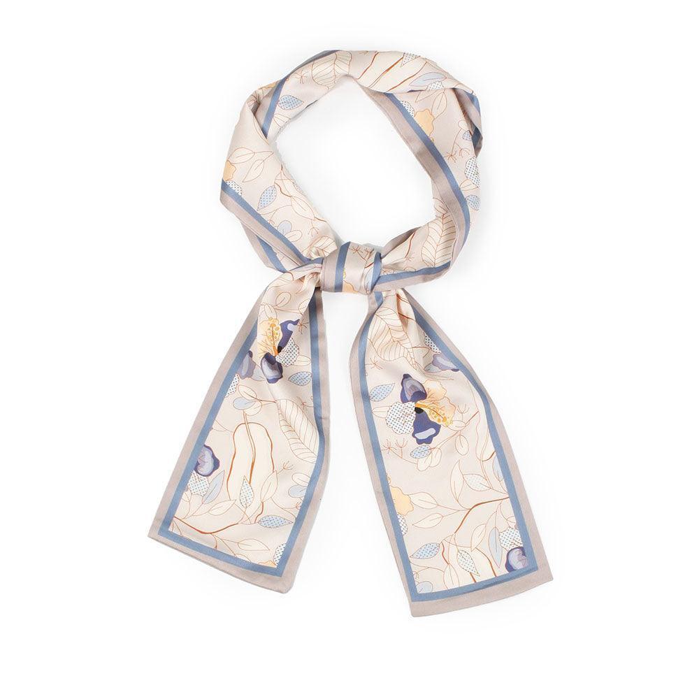 Gray Floral Print Satin Head Scarf - Jewelry Store by Erik Rayo