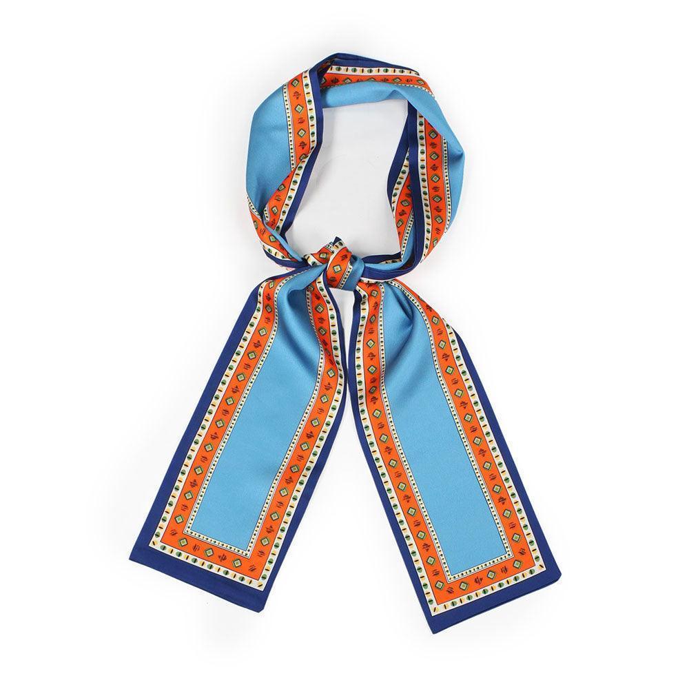 Blue Ethnic Print Satin Head Scarf - Jewelry Store by Erik Rayo