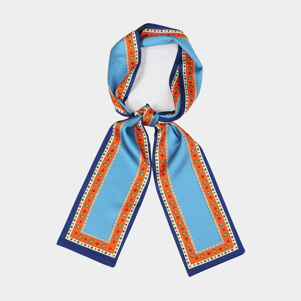 Blue Ethnic Print Satin Head Scarf - Jewelry Store by Erik Rayo